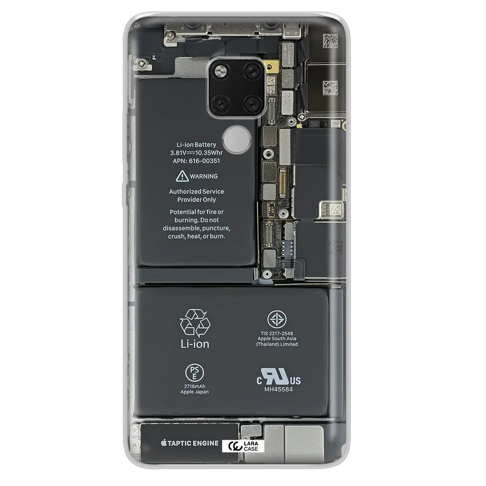 A Close-Up Of A Cell Phone Battery Huawei Mate 20X Clear Tpu Case