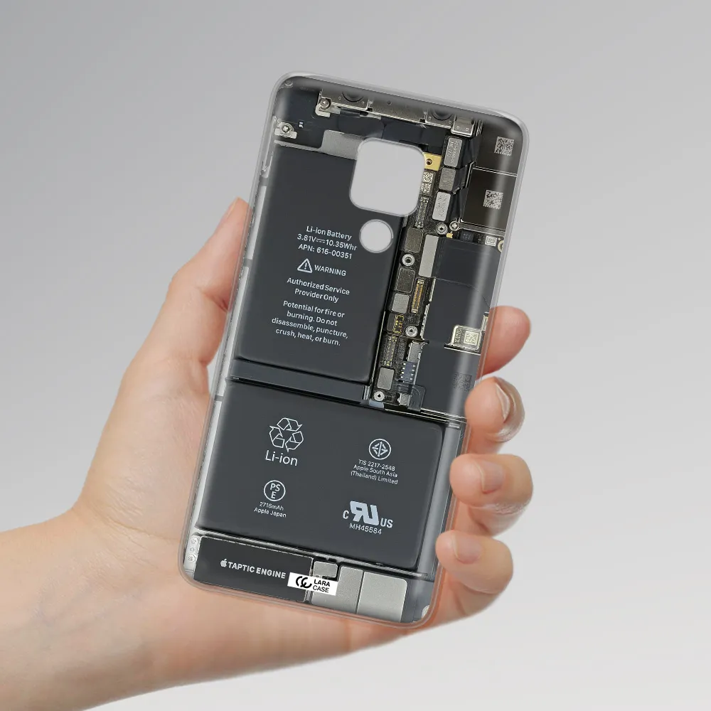 A Close-Up Of A Cell Phone Battery Huawei Mate 20X Clear Tpu Case