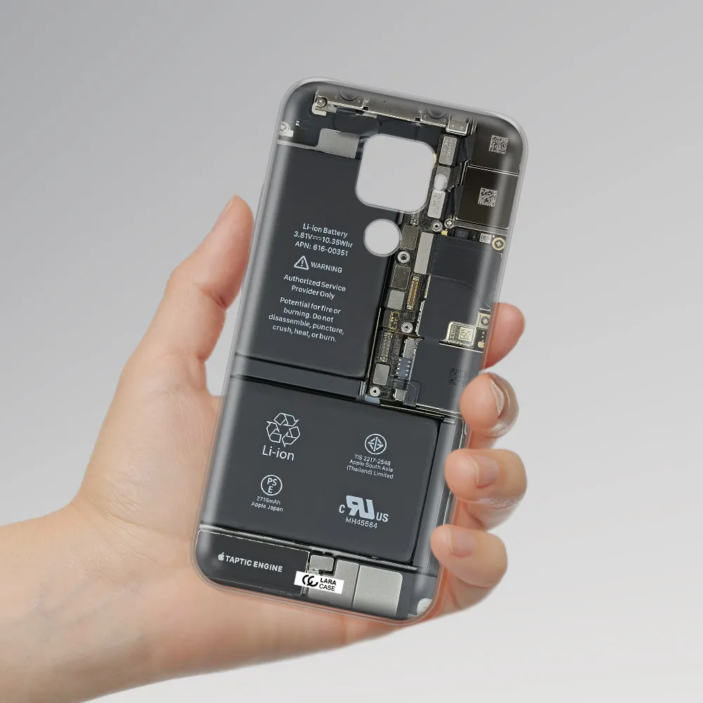 A Close-Up Of A Cell Phone Battery Huawei Mate 30 Lite Clear Tpu Case