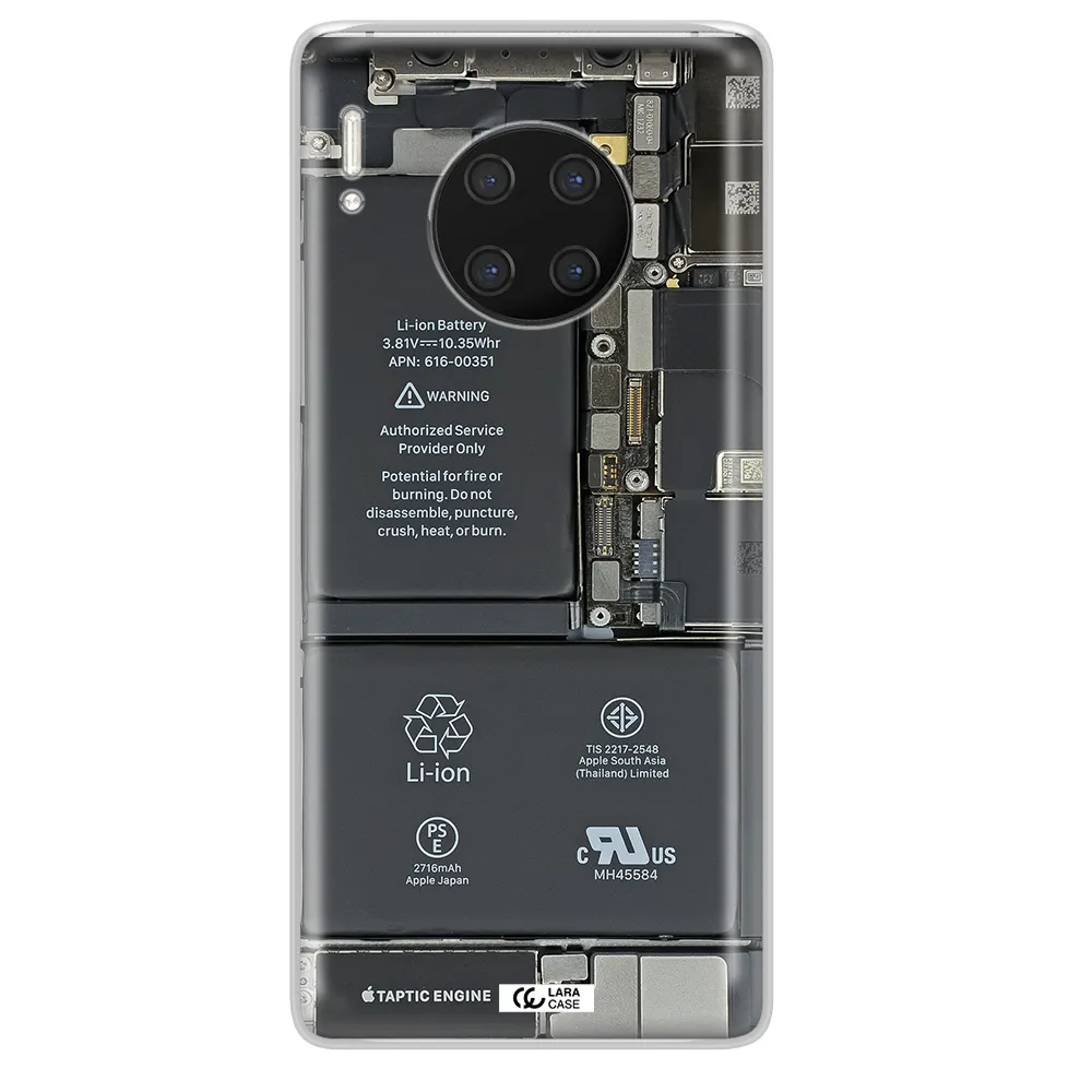 A Close-Up Of A Cell Phone Battery Huawei Mate 30 Pro Clear Tpu Case