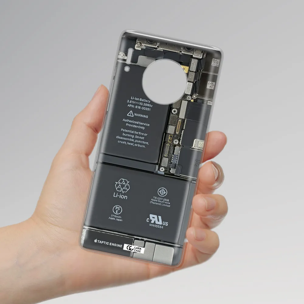 A Close-Up Of A Cell Phone Battery Huawei Mate 30 Pro Clear Tpu Case