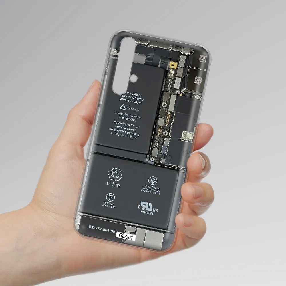 A Close-Up Of A Cell Phone Battery Huawei Nova 5T Clear Tpu Case