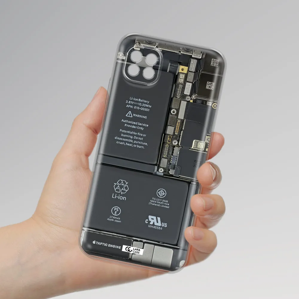 A Close-Up Of A Cell Phone Battery Huawei Nova 7I Clear Tpu Case