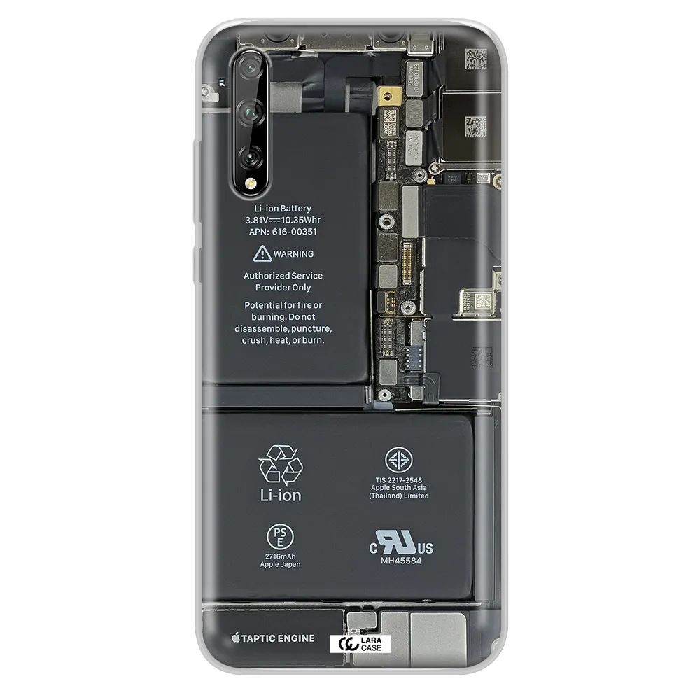 A Close-Up Of A Cell Phone Battery Huawei P Smart S Clear Tpu Case