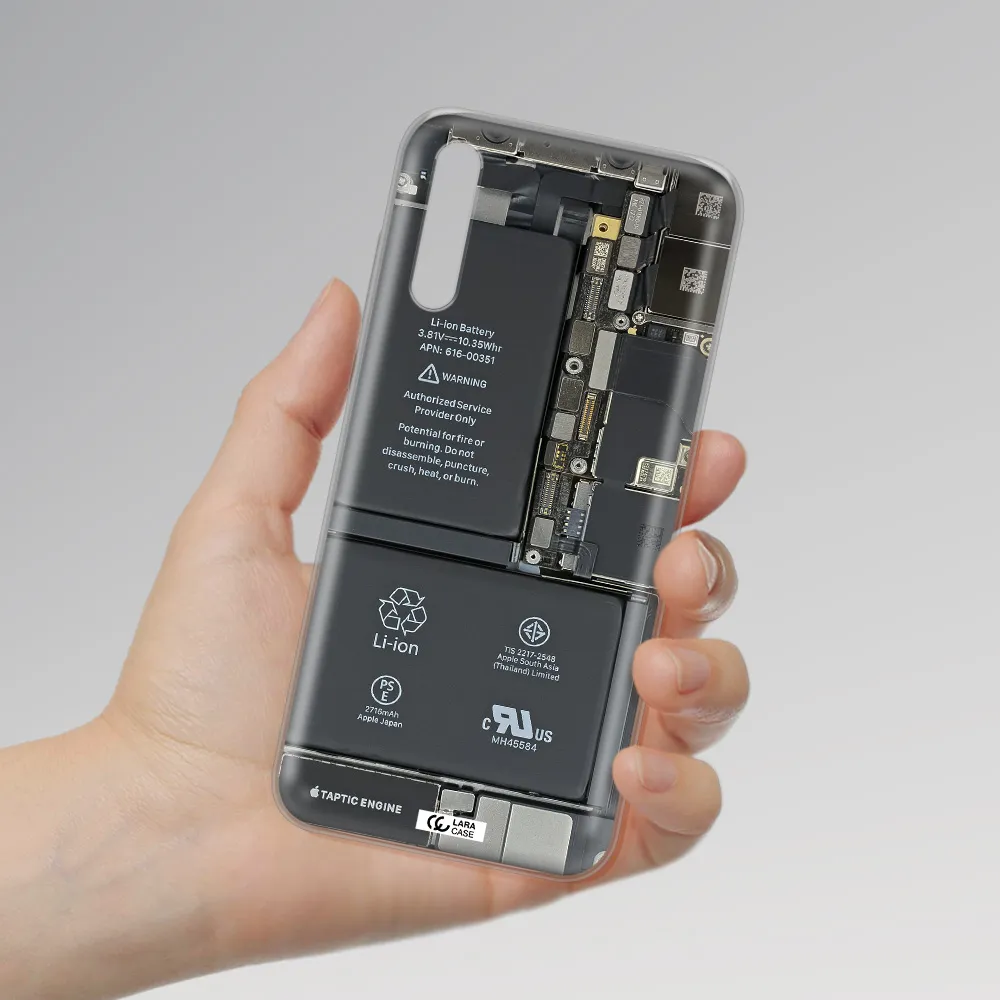 A Close-Up Of A Cell Phone Battery Huawei P Smart S Clear Tpu Case
