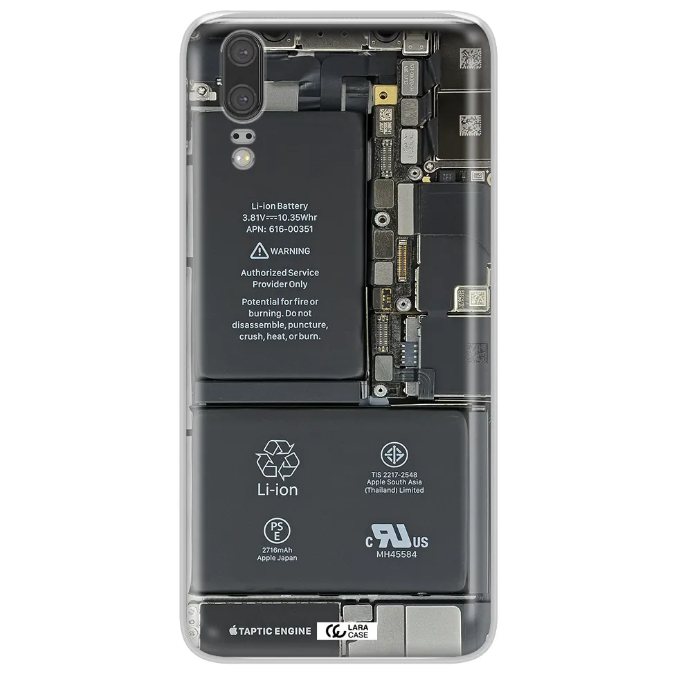 A Close-Up Of A Cell Phone Battery Huawei P20 Clear Tpu Case