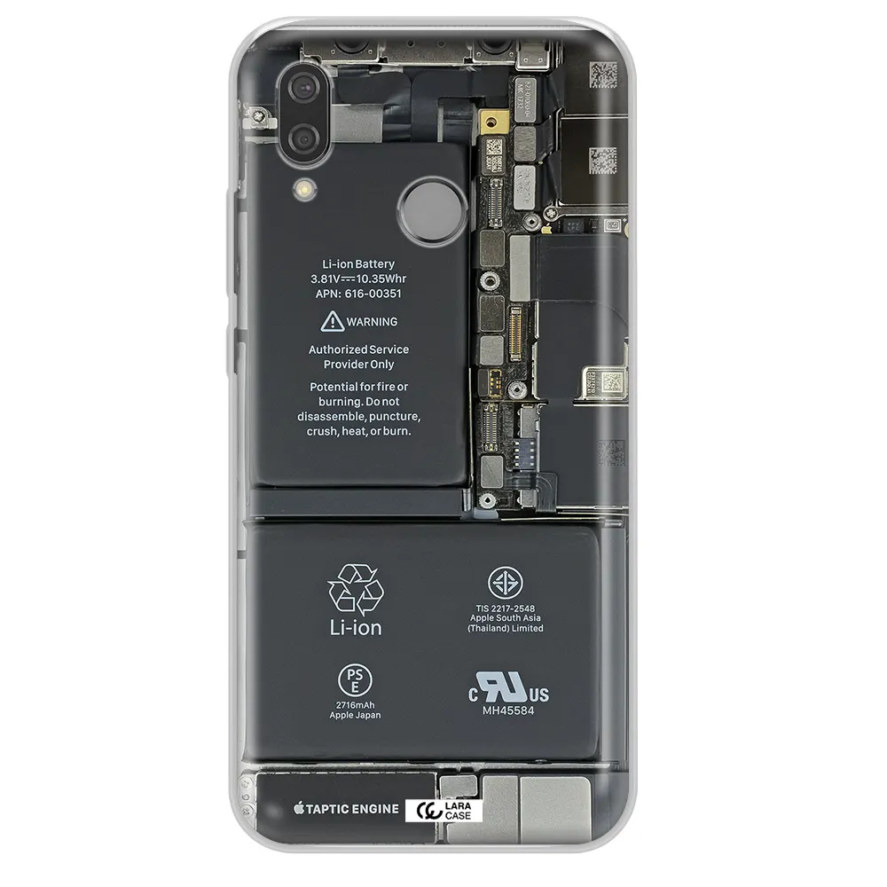 A Close-Up Of A Cell Phone Battery Huawei P20 Lite Clear Tpu Case