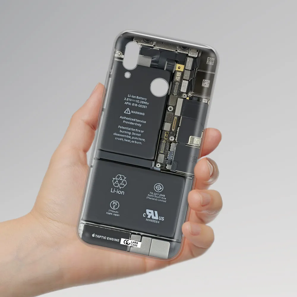 A Close-Up Of A Cell Phone Battery Huawei P20 Lite Clear Tpu Case