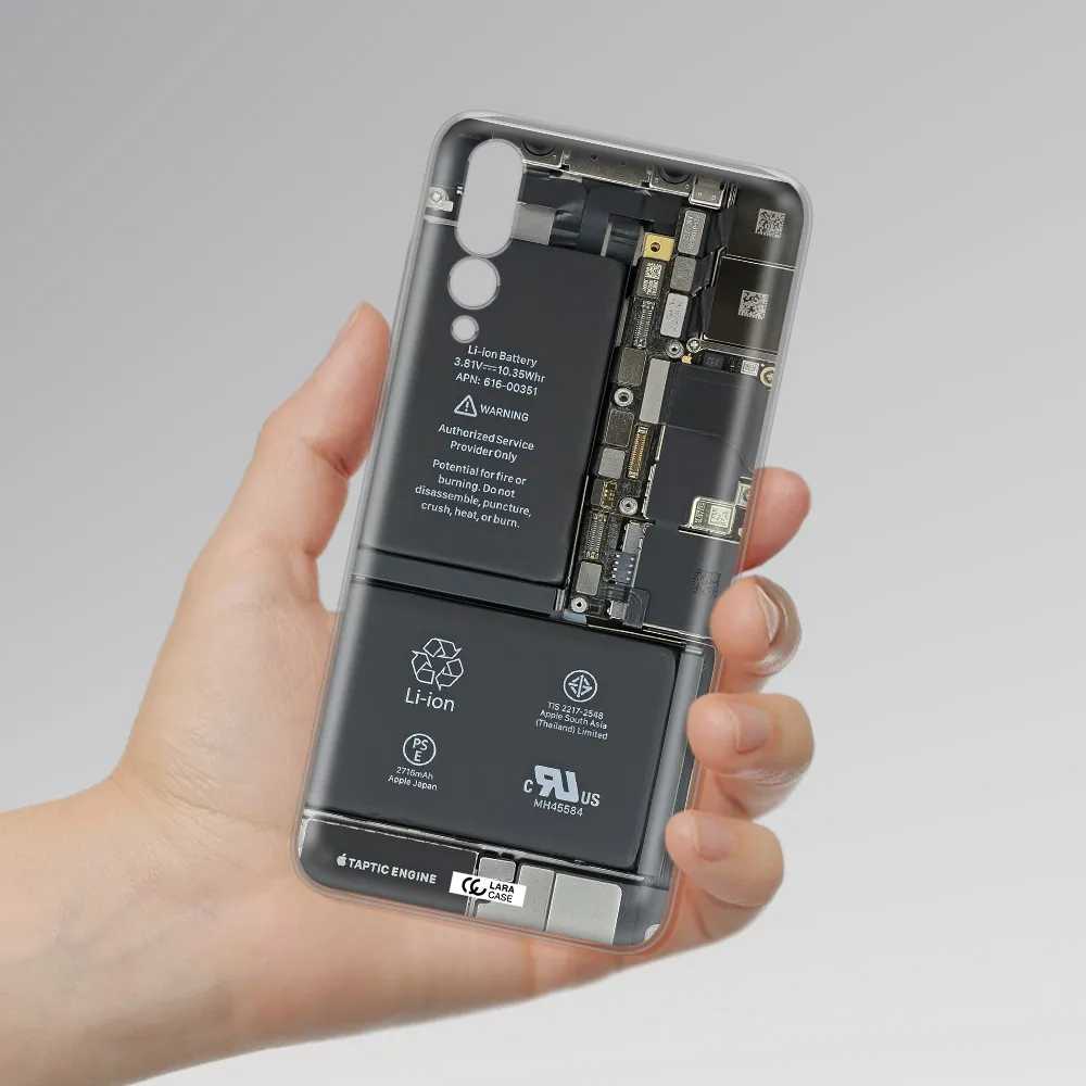 A Close-Up Of A Cell Phone Battery Huawei P20 Pro Clear Tpu Case