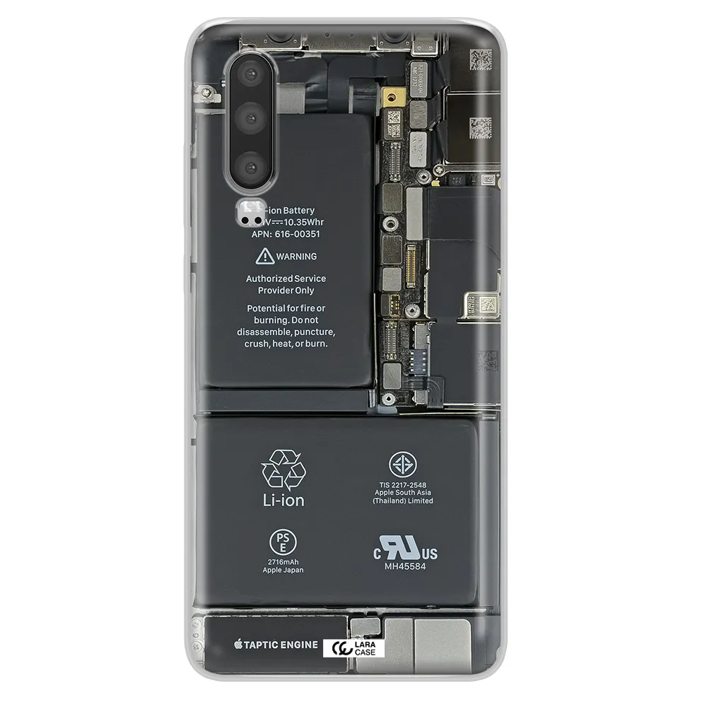 A Close-Up Of A Cell Phone Battery Huawei P30 Clear Tpu Case