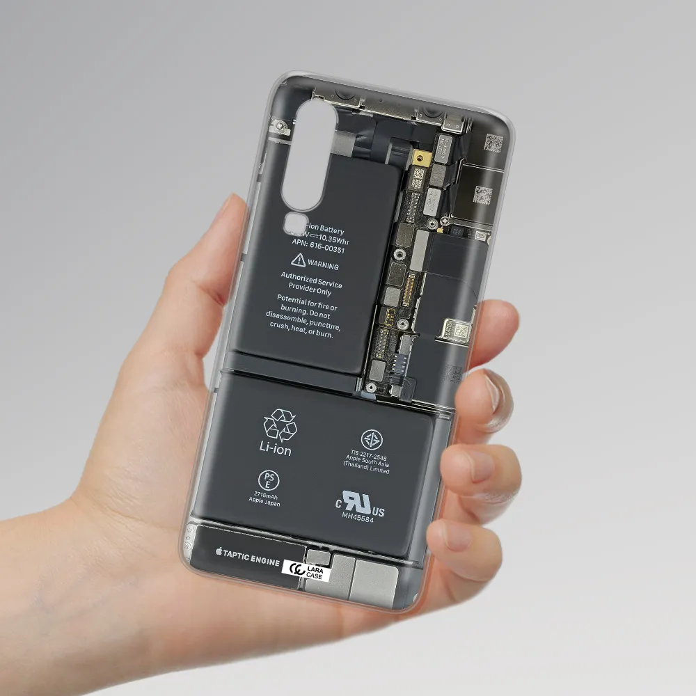 A Close-Up Of A Cell Phone Battery Huawei P30 Clear Tpu Case