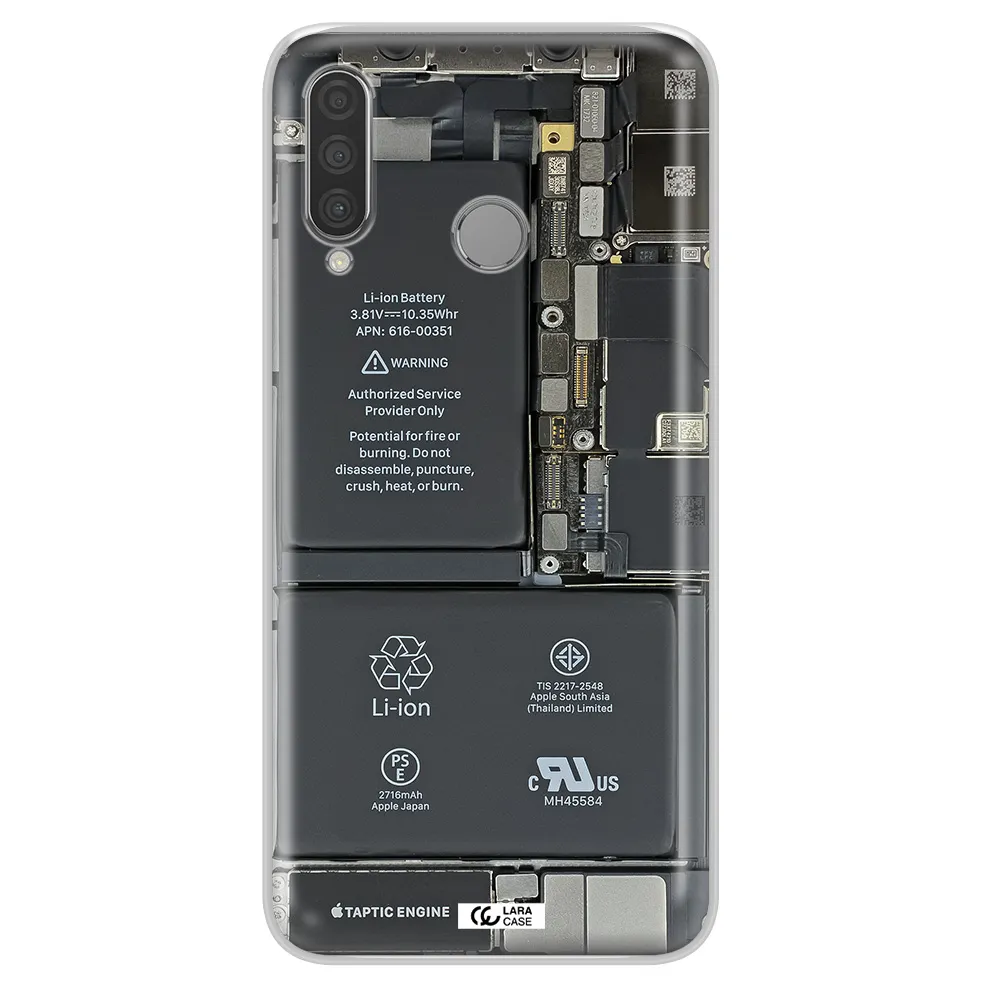 A Close-Up Of A Cell Phone Battery Huawei P30 Lite Clear Tpu Case
