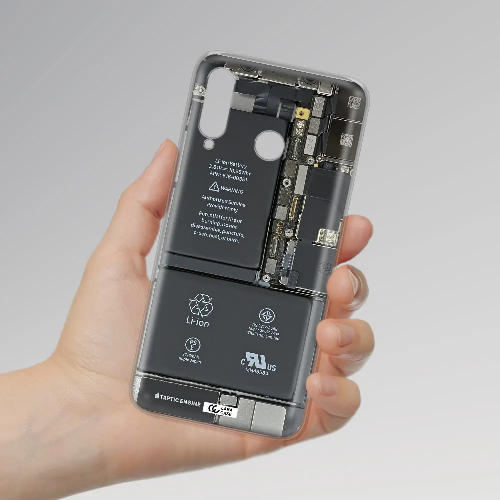 A Close-Up Of A Cell Phone Battery Huawei P30 Lite Clear Tpu Case