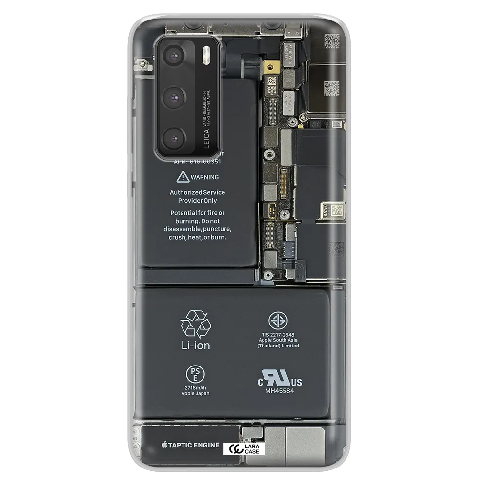 A Close-Up Of A Cell Phone Battery Huawei P40 Clear Tpu Case