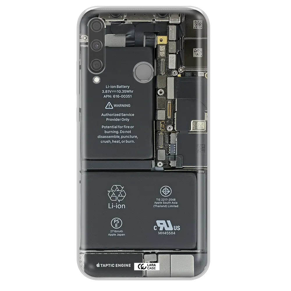 A Close-Up Of A Cell Phone Battery Huawei P40 Lite E Clear Tpu Case