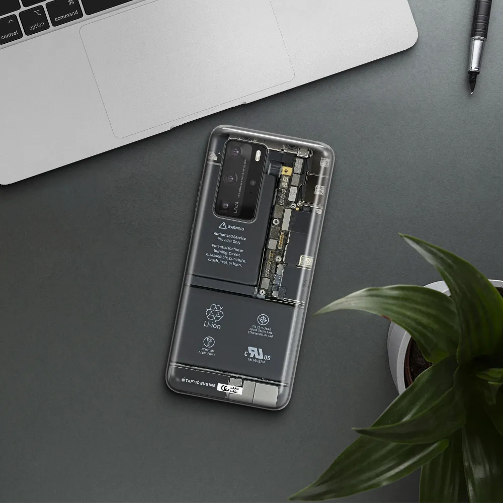 A Close-Up Of A Cell Phone Battery Huawei P40 Pro Clear Tpu Case