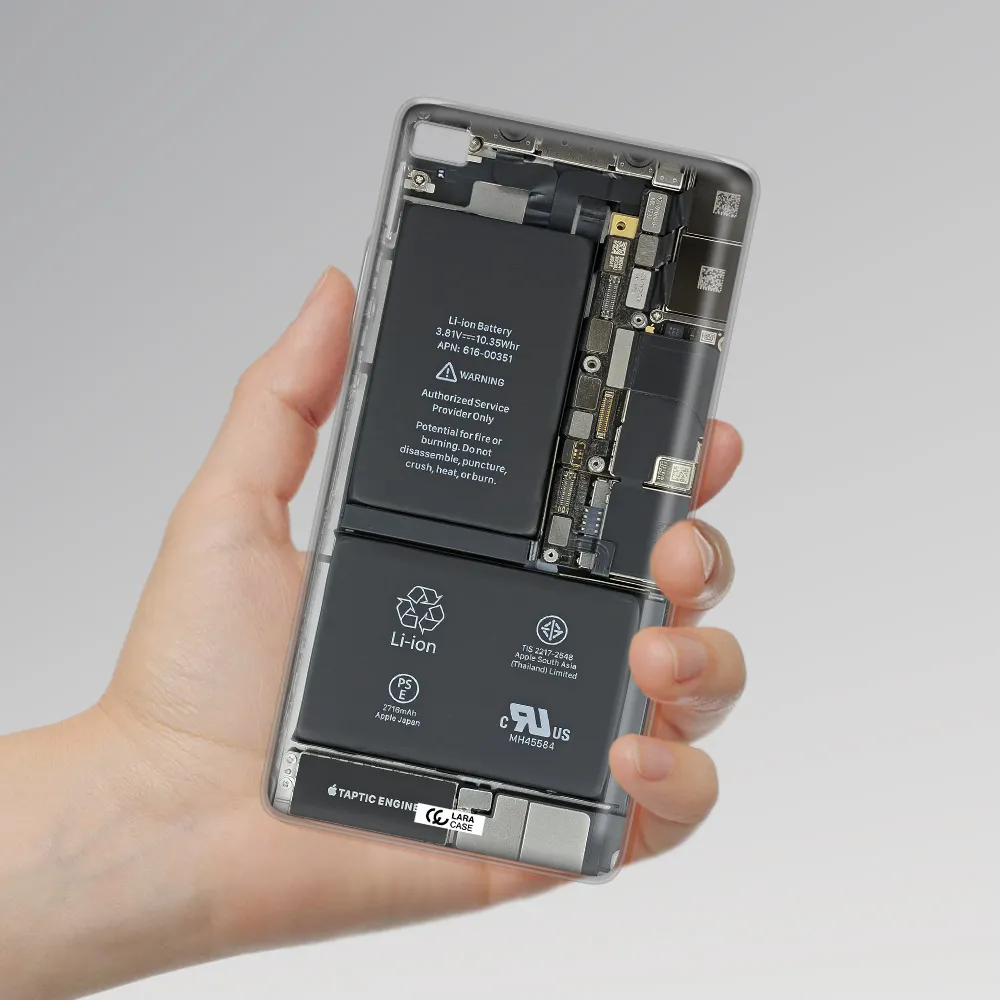 A Close-Up Of A Cell Phone Battery Huawei P8 Clear Tpu Case