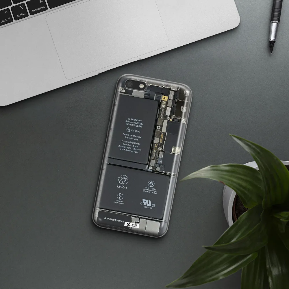 A Close-Up Of A Cell Phone Battery Huawei Y5 2018 Clear Tpu Case