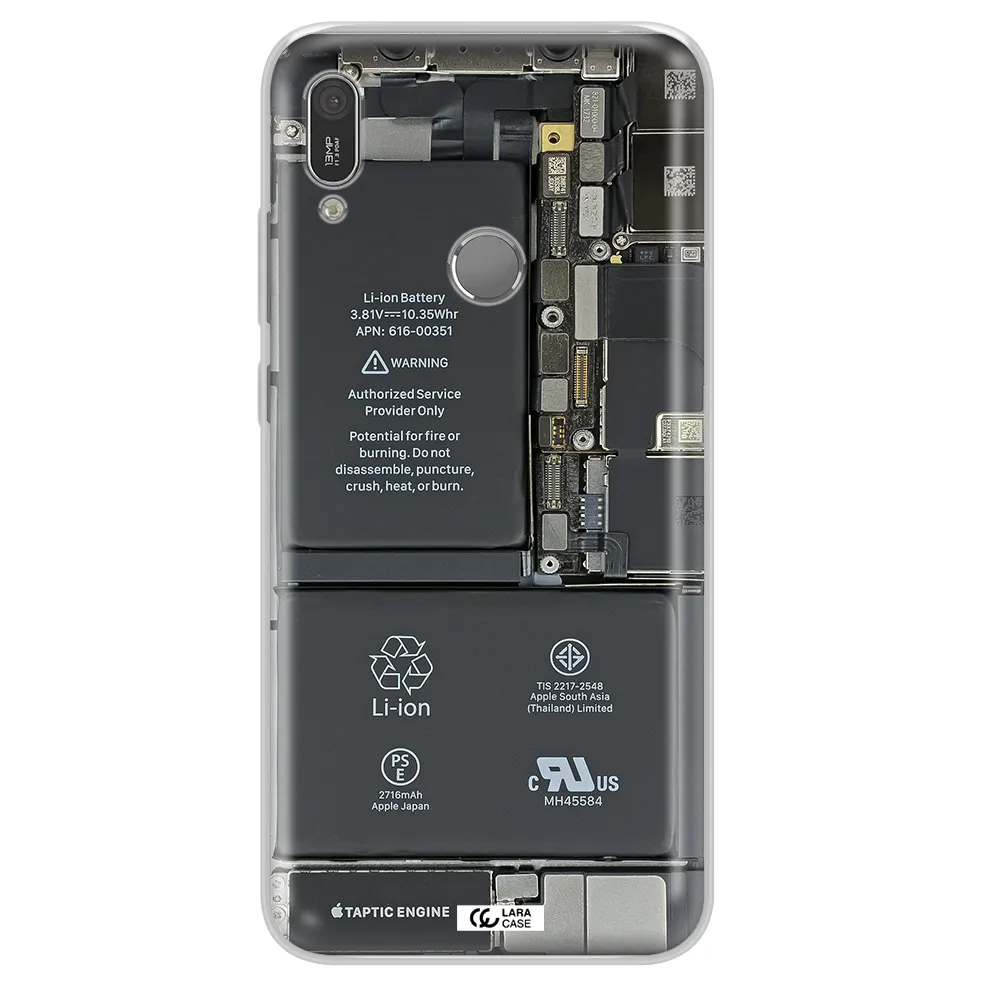 A Close-Up Of A Cell Phone Battery Huawei Y6 2019 Clear Tpu Case