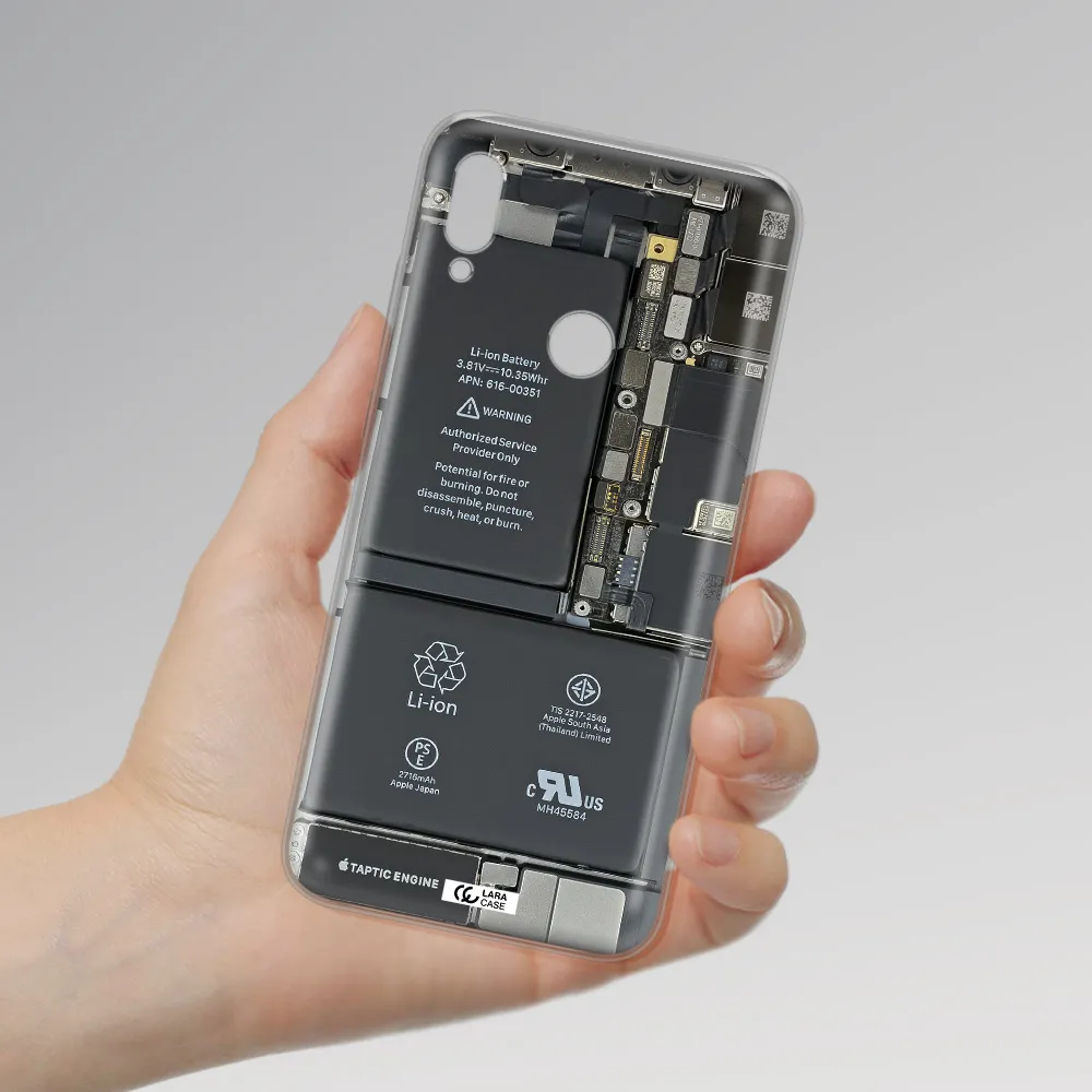 A Close-Up Of A Cell Phone Battery Huawei Y6 2019 Clear Tpu Case