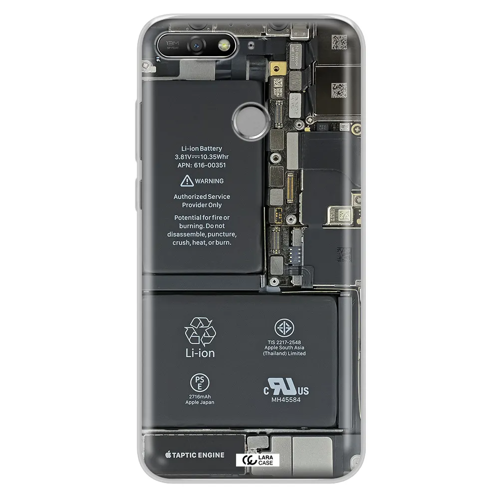 A Close-Up Of A Cell Phone Battery Huawei Y6 Prime 2018 Clear Tpu Case
