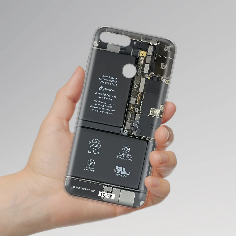 A Close-Up Of A Cell Phone Battery Huawei Y6 Prime 2018 Clear Tpu Case