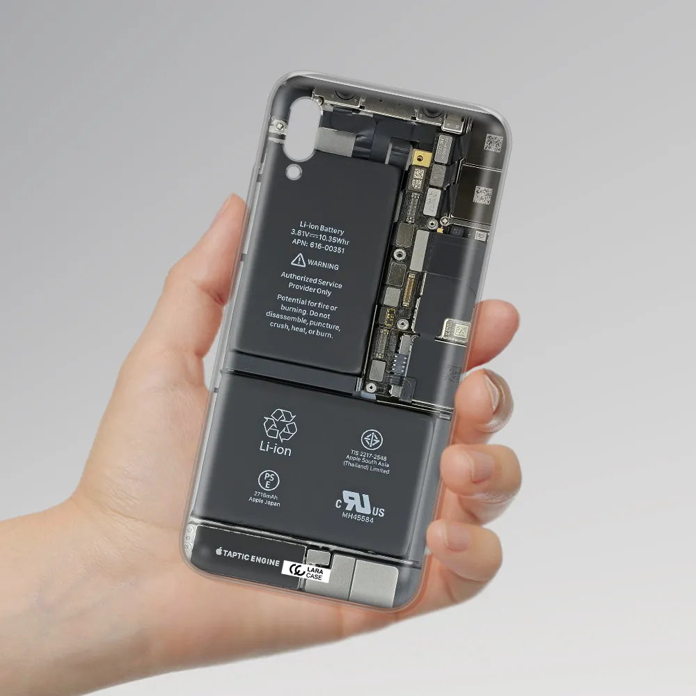 A Close-Up Of A Cell Phone Battery Huawei Y6 Pro 2019 Clear Tpu Case
