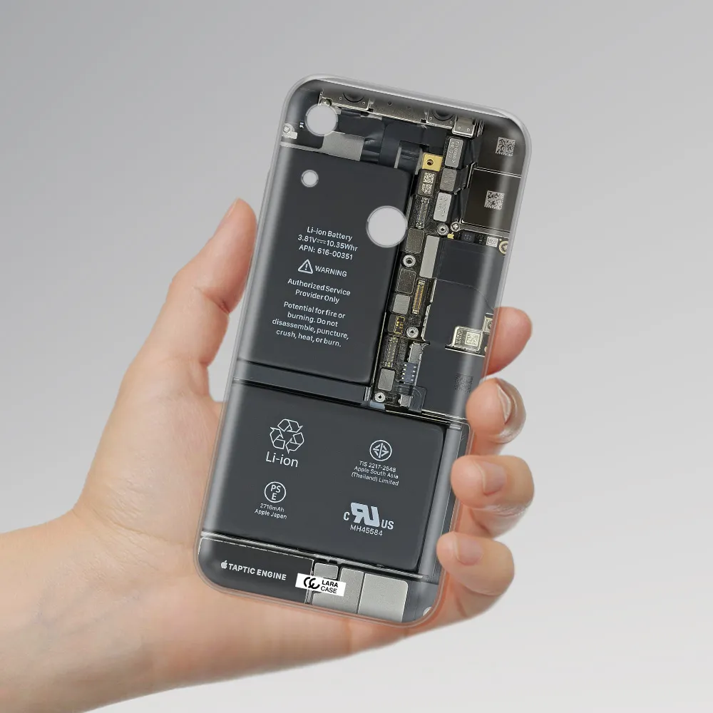 A Close-Up Of A Cell Phone Battery Huawei Y6S Clear Tpu Case