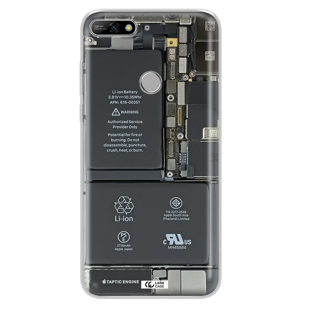 A Close-Up Of A Cell Phone Battery Huawei Y7 2018 Clear Tpu Case