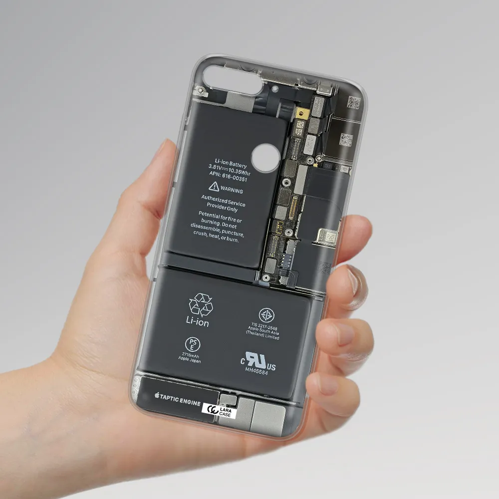 A Close-Up Of A Cell Phone Battery Huawei Y7 2018 Clear Tpu Case