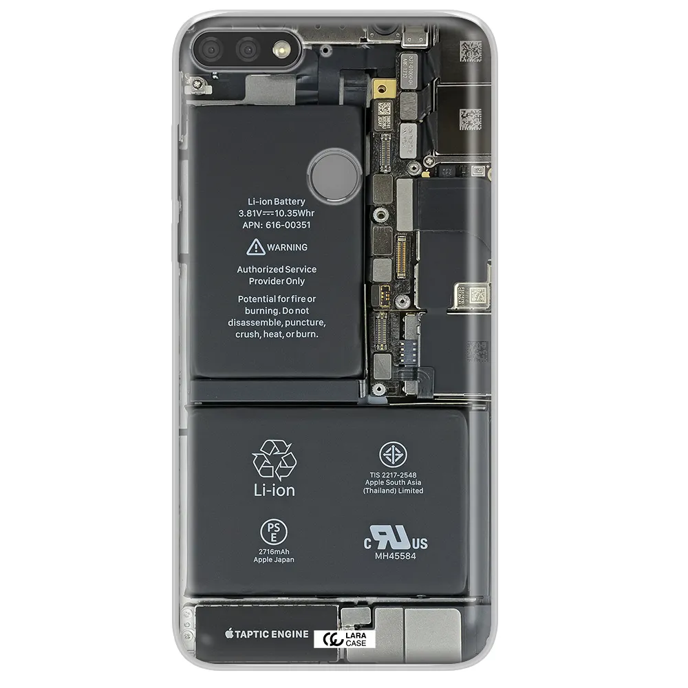 A Close-Up Of A Cell Phone Battery Huawei Y7 Prime 2018 Clear Tpu Case