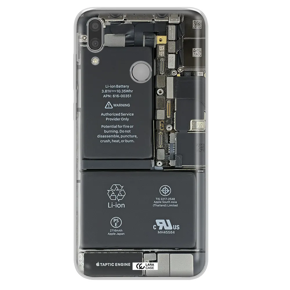 A Close-Up Of A Cell Phone Battery Huawei Y9 2019 Clear Tpu Case