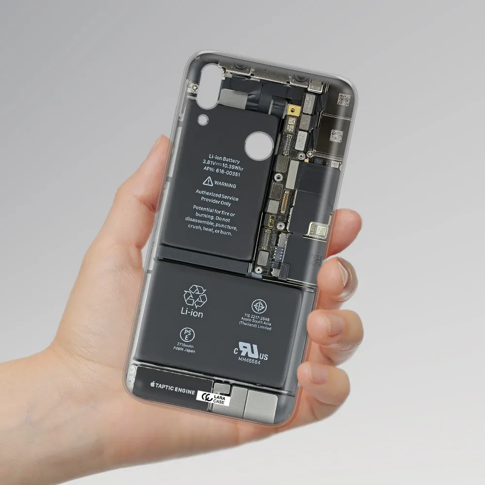 A Close-Up Of A Cell Phone Battery Huawei Y9 2019 Clear Tpu Case