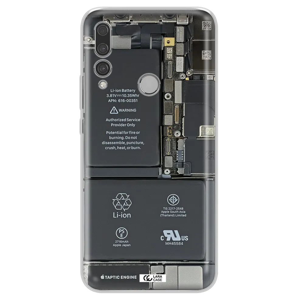 A Close-Up Of A Cell Phone Battery Huawei Y9 Prime 2019 Clear Tpu Case