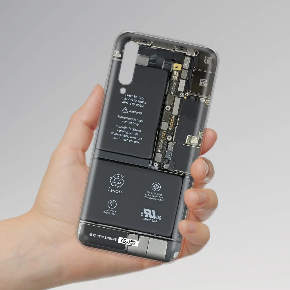 A Close-Up Of A Cell Phone Battery Huawei Y9S Clear Tpu Case