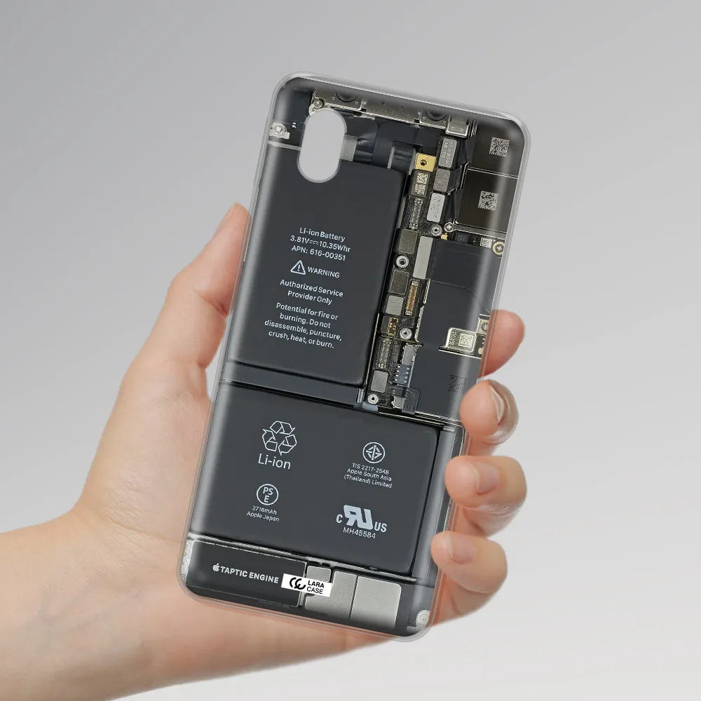 A Close-Up Of A Cell Phone Battery Samsung A01 Core Clear Tpu Case