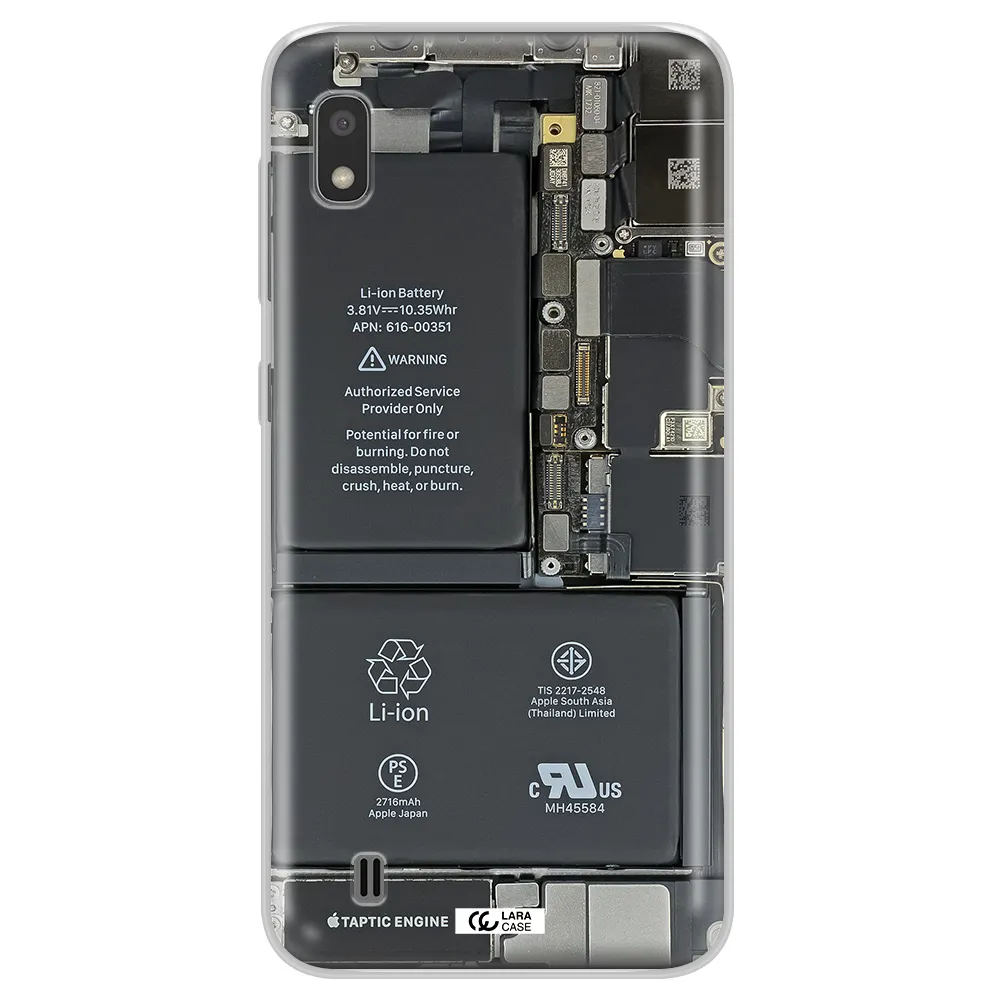 A Close-Up Of A Cell Phone Battery Samsung A10 Clear Tpu Case