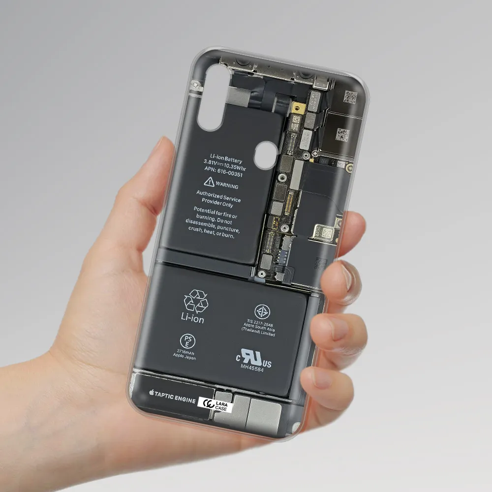 A Close-Up Of A Cell Phone Battery Samsung A11 Clear Tpu Case