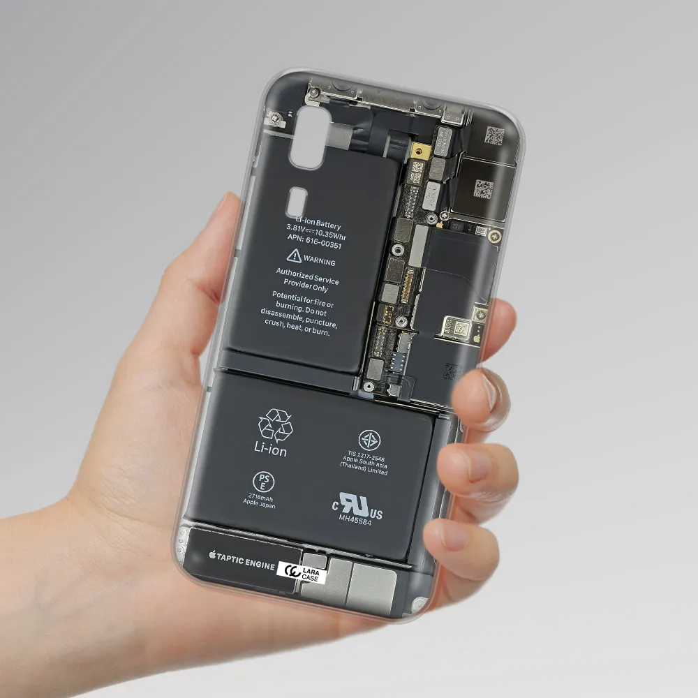 A Close-Up Of A Cell Phone Battery Samsung A2 Core Clear Tpu Case