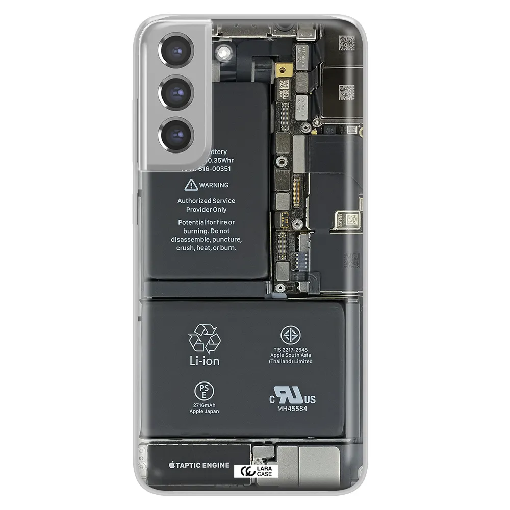 A Close-Up Of A Cell Phone Battery Samsung A21 Fe Clear Tpu Case