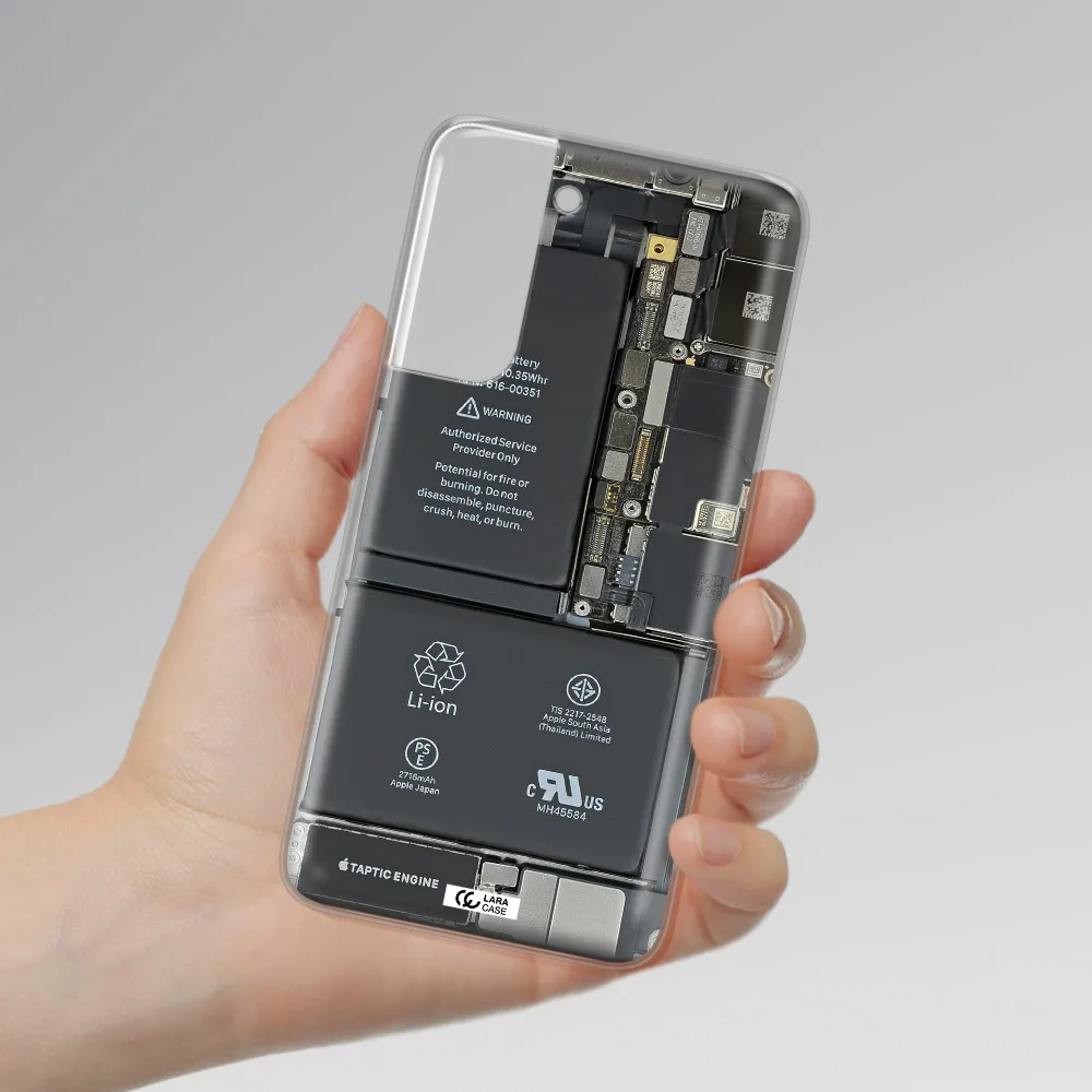 A Close-Up Of A Cell Phone Battery Samsung A21 Fe Clear Tpu Case