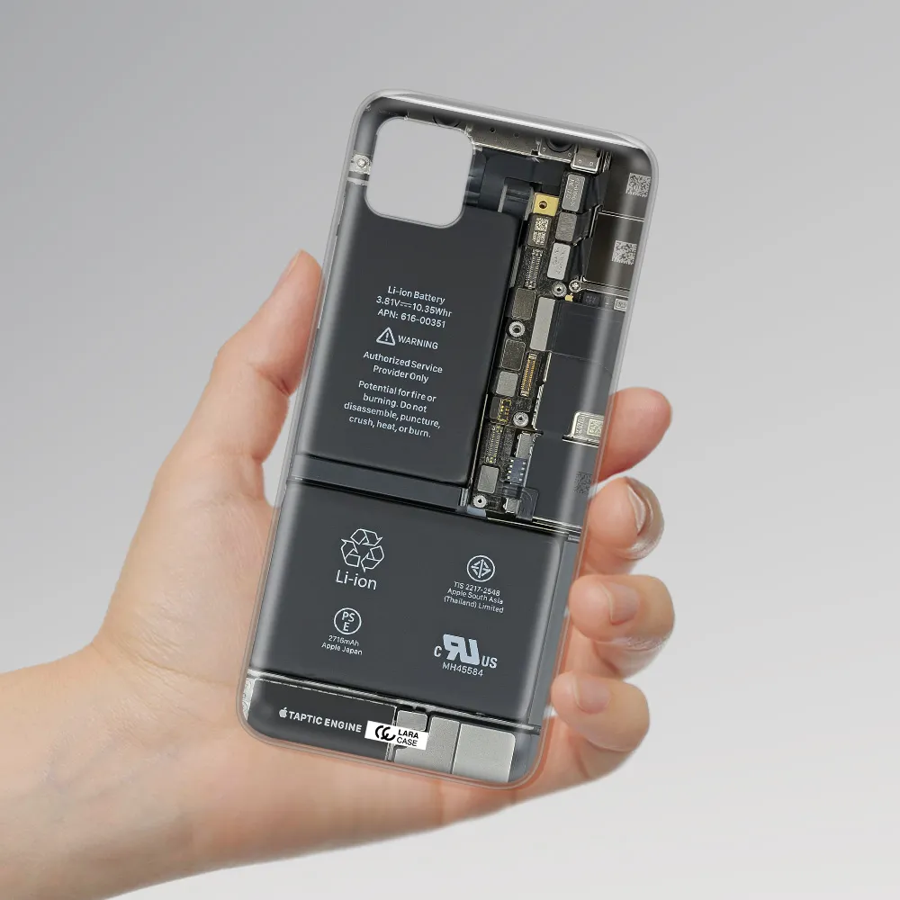 A Close-Up Of A Cell Phone Battery Samsung A22 5G Clear Tpu Case