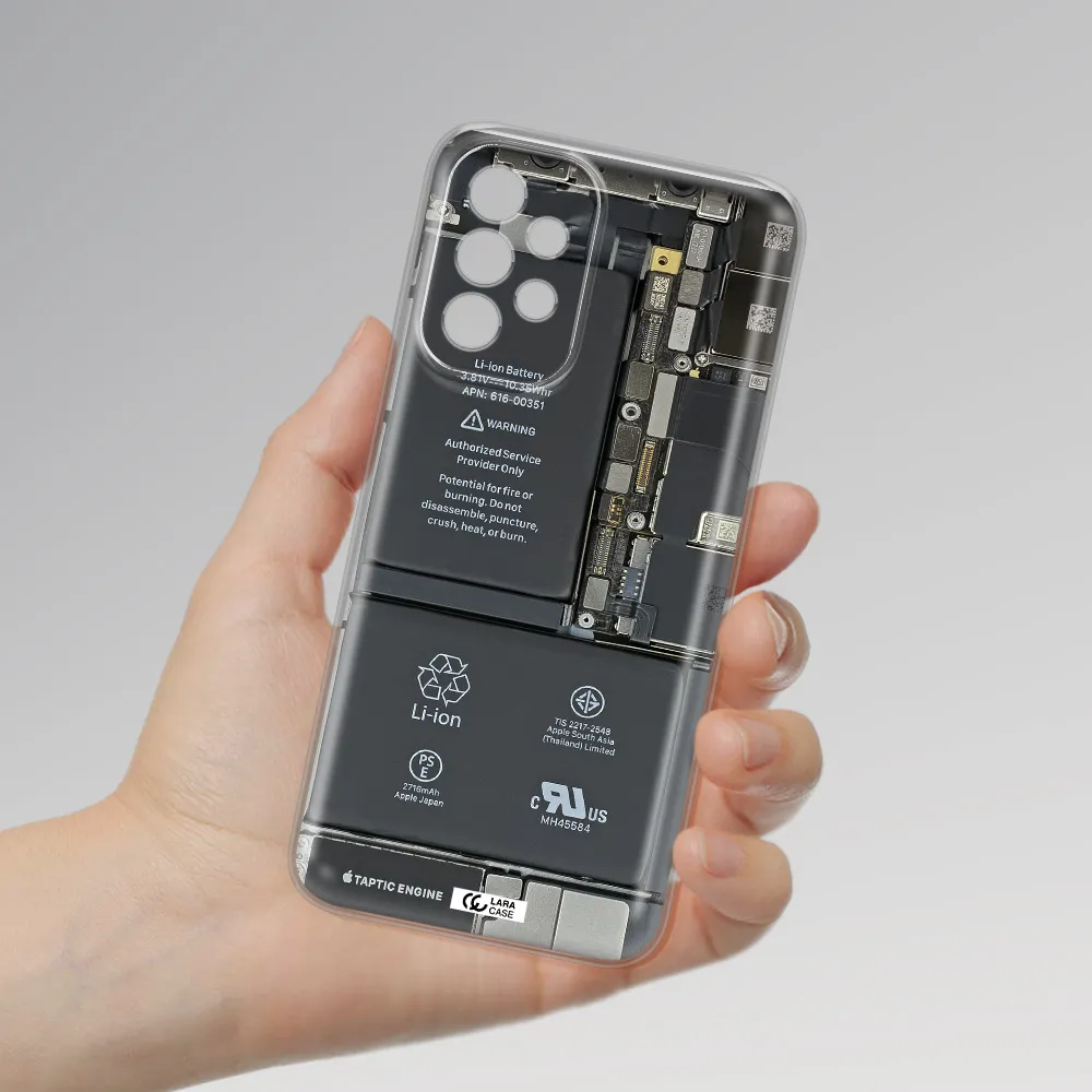 A Close-Up Of A Cell Phone Battery Samsung A23 5G Clear Tpu Case