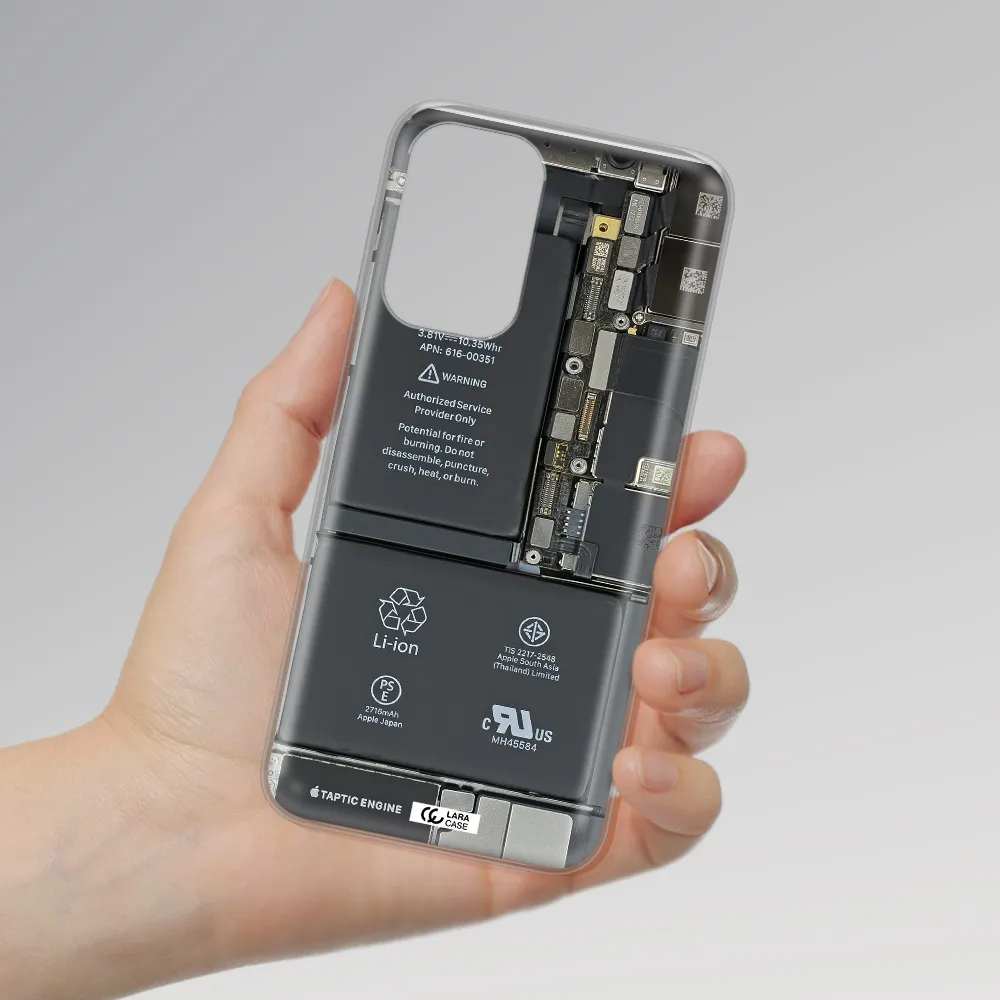 A Close-Up Of A Cell Phone Battery Samsung A23 Clear Tpu Case