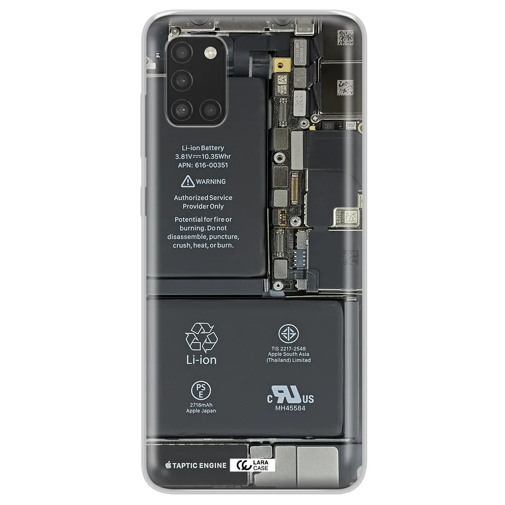 A Close-Up Of A Cell Phone Battery Samsung A31 Clear Tpu Case