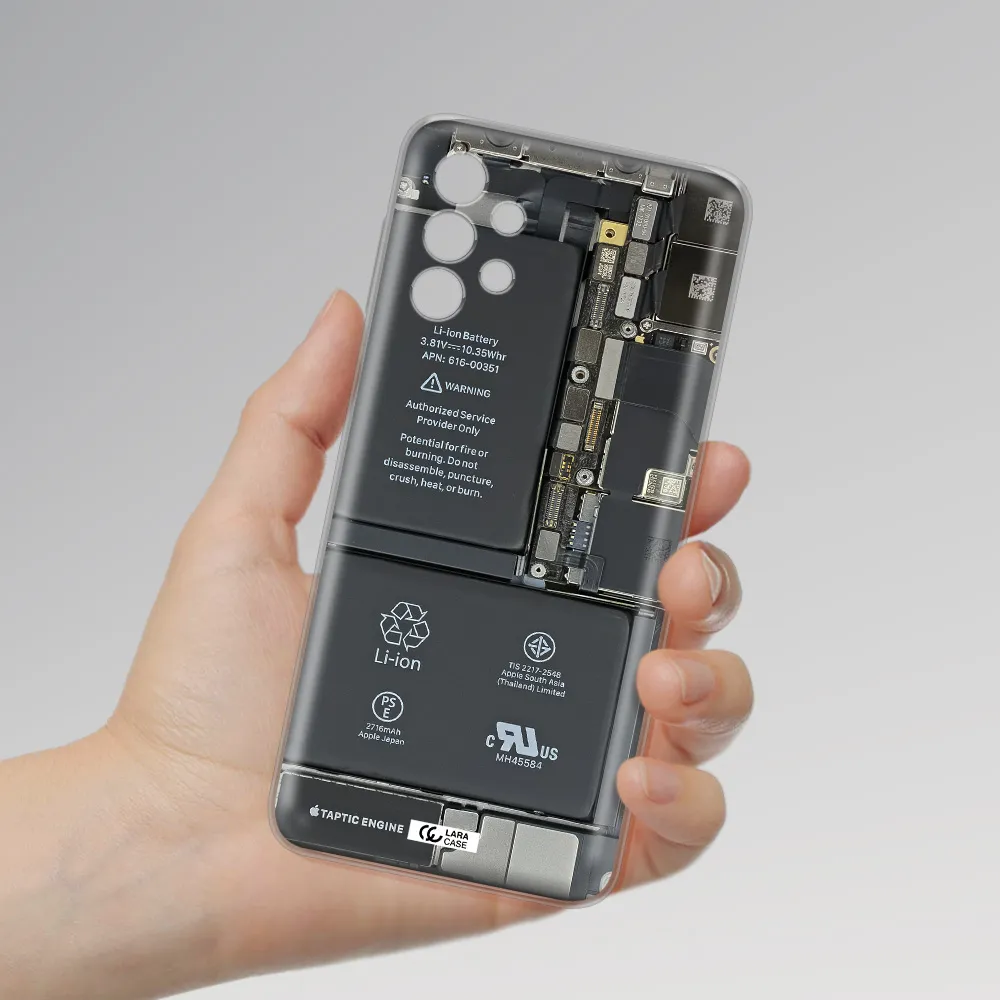 A Close-Up Of A Cell Phone Battery Samsung A32 4G Clear Tpu Case