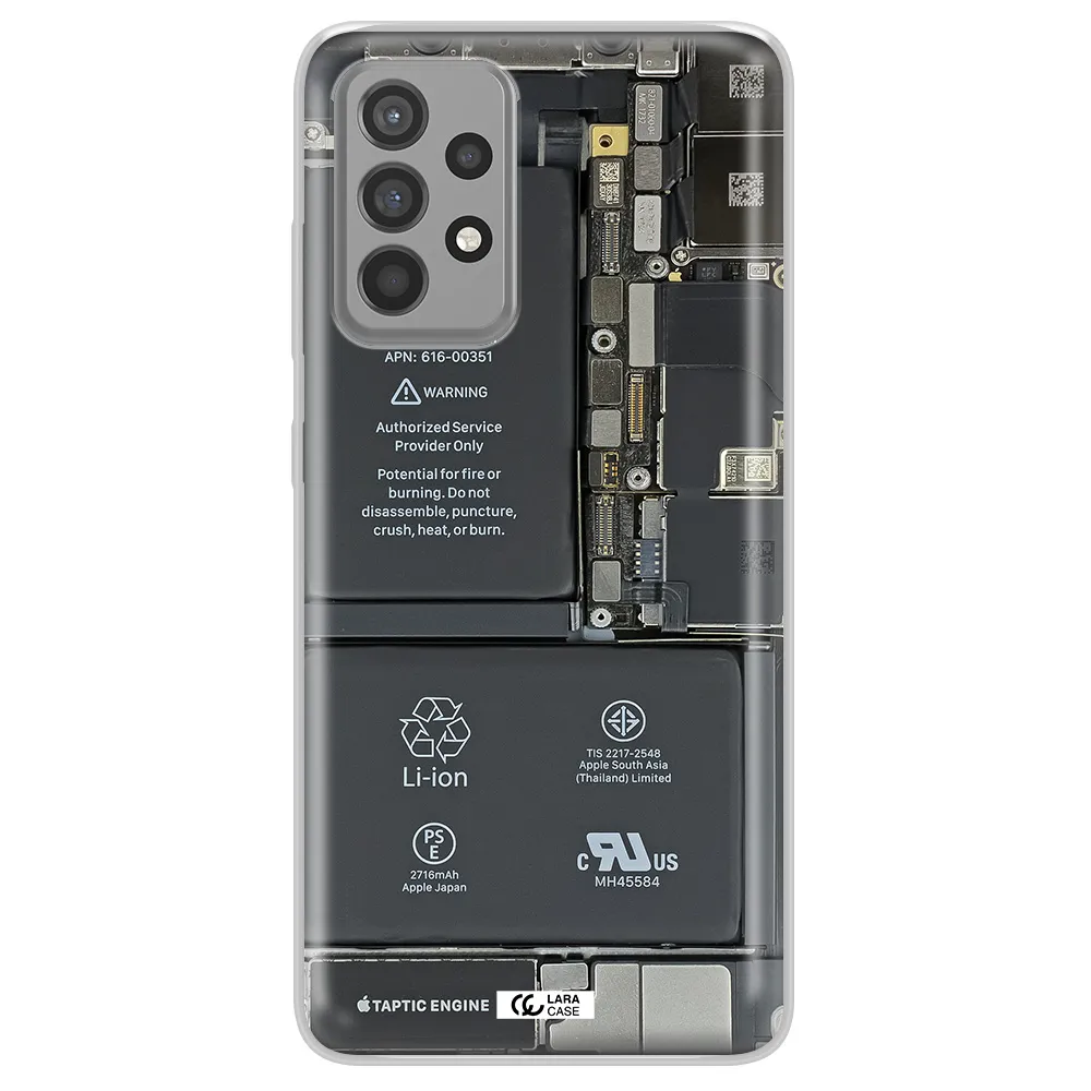 A Close-Up Of A Cell Phone Battery Samsung A52 Clear Tpu Case