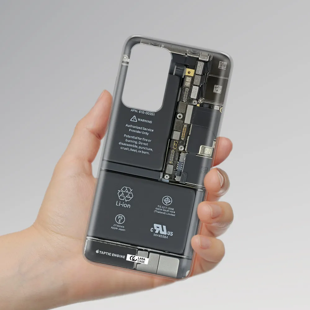 A Close-Up Of A Cell Phone Battery Samsung A52 Clear Tpu Case