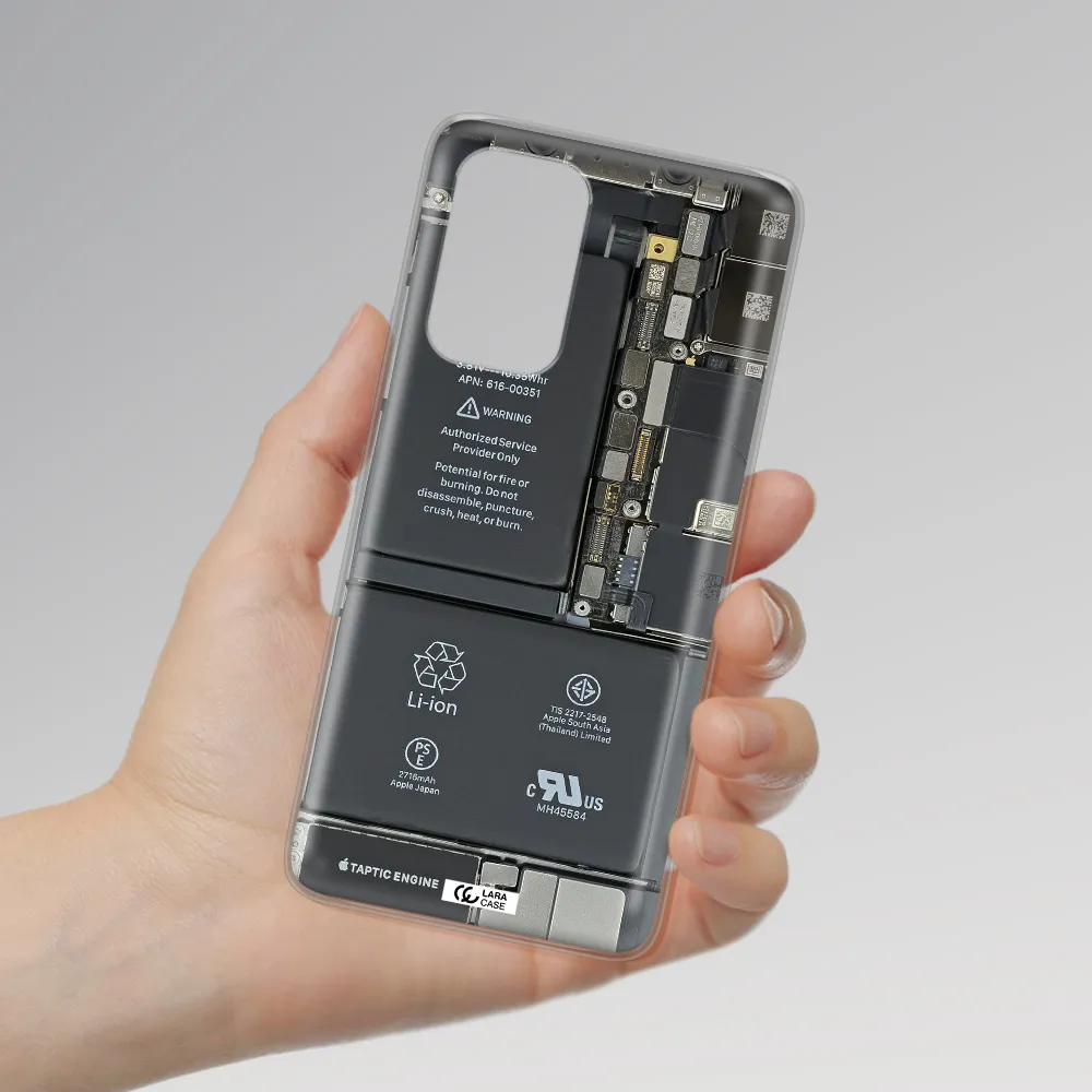 A Close-Up Of A Cell Phone Battery Samsung A53 Clear Tpu Case