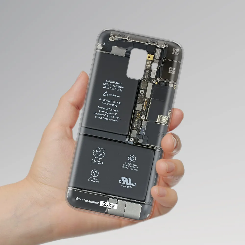 A Close-Up Of A Cell Phone Battery Samsung A6 Clear Tpu Case